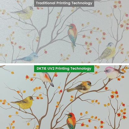 DKTIE Privacy Window Film Decorative with Installation Tools, Frosted Bird Glass Film Static Cling Opaque Window Stickers for Door Glass Bathroom Kids Study Room (S3533, 35.4in X 78.7in)
