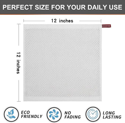 Kitinjoy 100% Cotton Kitchen Dish Cloths (12 X 12 Inches, Light Grey), 6 Pack Waffle Weave Ultra Soft Absorbent Dish Towels for Drying Dishes Quick Drying Kitchen Towels Dish Rags