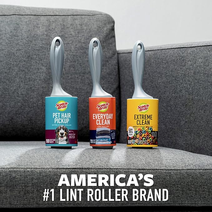 Scotch-Brite Lint Roller, Works Great On Pet Hair, 2 Rollers, 56 Sheets Per Roller, 112 Sheets Total
