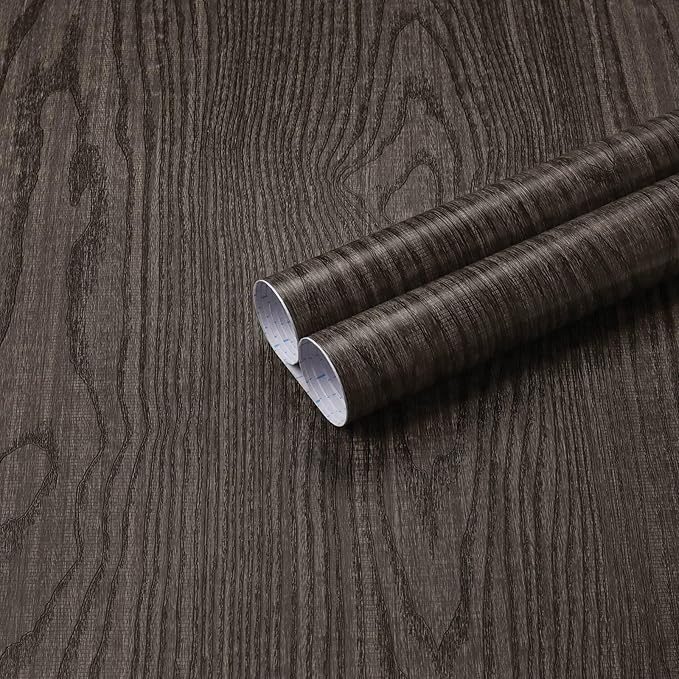 Dimoon Black Wood Wallpaper Wood Contact Paper Thickened Embossed Gray Wood Grain Wallpaper Peel and Stick Wallpaper Removable Wood Rustic Selfadhesive Vintage Countertops Vinyl Roll 118"x15.7"