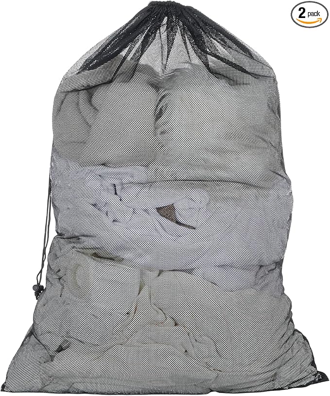 2 Pack Mesh Laundry Bags, 24" X 36" Large Laundry Washing Bags Heavy Duty Mesh Travel Laundry Bag for Delicates Clothes Washing Machine Drawstring Wash Bag for College Dorm Travel Family
