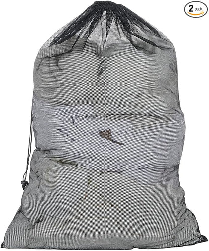 2 Pack Mesh Laundry Bags, 24" X 36" Large Laundry Washing Bags Heavy Duty Mesh Travel Laundry Bag for Delicates Clothes Washing Machine Drawstring Wash Bag for College Dorm Travel Family