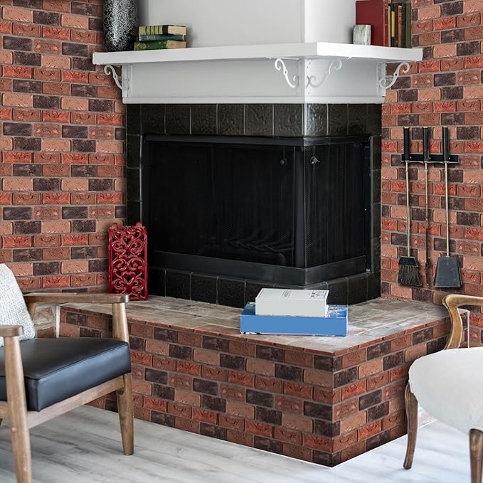 3D Wall Panels Peel and Stick,Faux Brick,Waterproof Self Adhesive Decorative Wall Panelsfor Interior Wall Decor,Living Room,TV Background,Study Room,Fireplace,Bedroom 10 Pcs 30x30cm