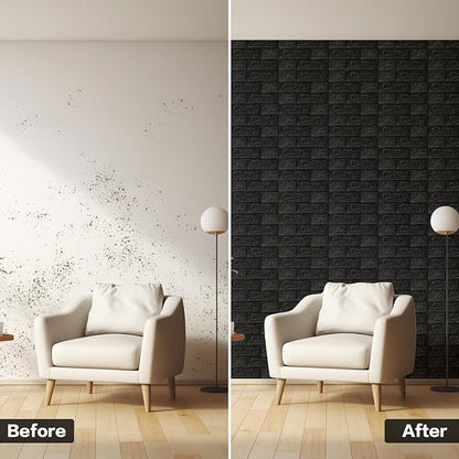 30PCS 3D Wall Panels Peel and Stick Foam, Self-Adhesive Decorative 3D Brick Wallpaper Wall Covering, Faux Stone Wall Panel Foam Brick for Living Room, Kitchen, Bathroom