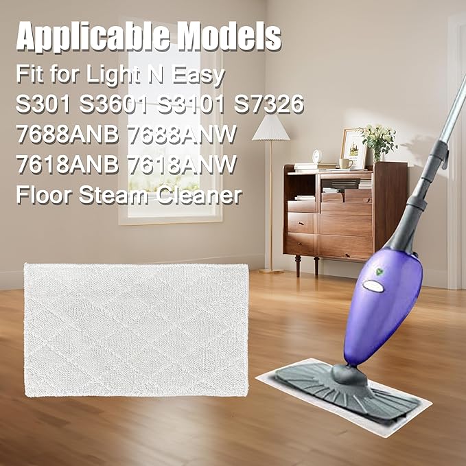 Light n Easy Steam Mop Pads Replacement for OApier S5 and SENMO Steam Mop Floor Cleaning Cloths Compatible with Light 'N' Easy S3601 S3101 S7326 7688ANB 7688ANW 7618ANB 7618ANW S6 S15 S1 S4 S5 S12