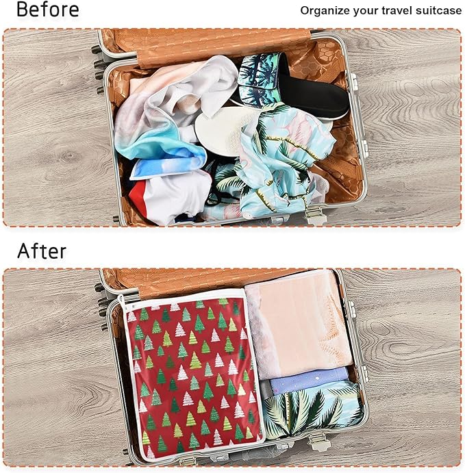 Mesh Laundry Bags Lingerie Bags for Washing Delicates 2 PCS Durable Wash Bag with Zipper Small and Medium Washable Christmas Trees White Green