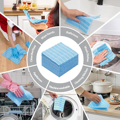 Disposable Dish Cloths,Multi use Reusable Cleaning Cloth,Machine Washable J Cloth,Heavy Duty Handy Cleaning Wipes 11.8" X 19.6" (100 Count)