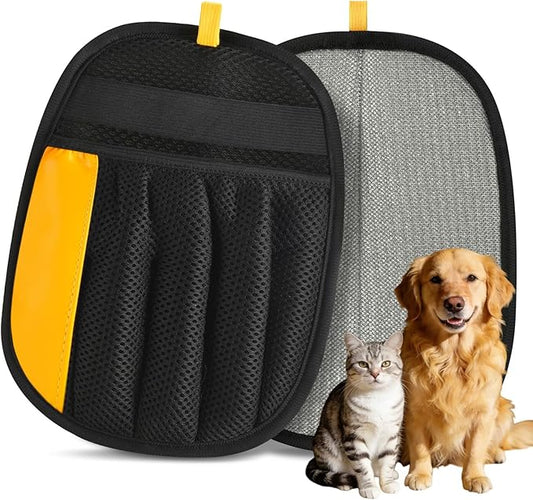 Upgraded Pet Hair Removal Glove, Five-Finger Electrostatic Reusable & Quick-Clean Grooming Remover Gloves for Dogs & Cats, Gently Remove Fur from Furniture, Laundry, Carpet & Car Seats