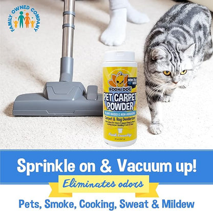 Bodhi Dog Natural Carpet Deodorizer Powder - Dry Pet Smell Eliminator & Urine Odor Remover - Loosens Fur & Dirt - Plant-Based Room Freshener for Vacuuming Home with Pets -Fresh Laundry (Pack of 2)