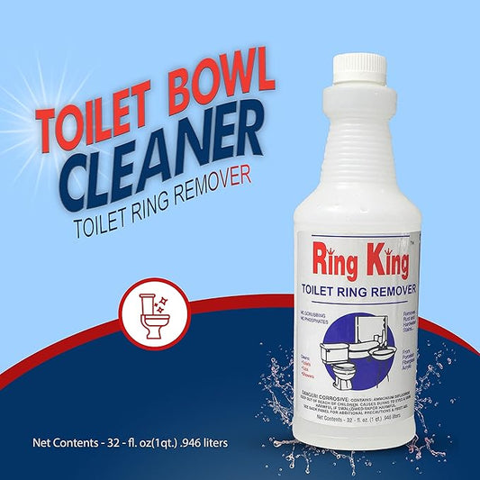 Amazon Brand - Ring King Toilet Bowl Cleaners | Toilet Bowl Cleaner Liquid 32oz Fast Acting Bathroom Cleaner For Calcium, Water, Rust, Red Clay & Lime Stains – No Scrubbing (Pack of 2)