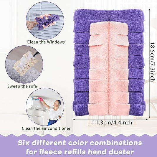 Zubebe 3 Pcs Duster Refill Reusable Fleece Duster Refills Feather Flat Dusters Multi Surface Washable Cleaning Pads Tools for Home, Blinds, Car, Pet, Furniture, Fans (Classic Color)