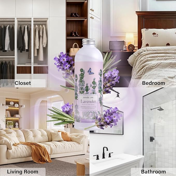 ROMIIE ZOI Lavender Room Spray Refill - 500ml / 16.8 Fl Oz - Calming Scent for Bedtime Relaxation & Better Sleep - Concentrated Air Freshener