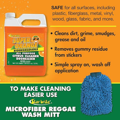 Star Brite Super Orange All-Purpose Citrus Cleaner Degreaser - Remove Dirt, Grime, Grease, Smudges, Oil & Gummy Residue - Biodegradable