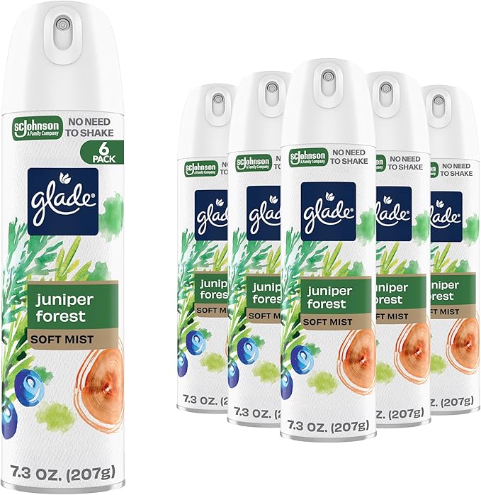 Glade Air Freshener Room Spray, Juniper Forest Scent, Odor Fighting to Deliver Long Lasting Freshness, 7.3 Oz, 6 Count