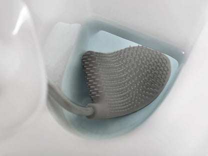 Joseph Joseph Flex Hygienic Silicone Toilet Brush with Slim Holder Set, Flexible Anti-drip, Anti-Clog Deep Clean Head - Stainless Steel