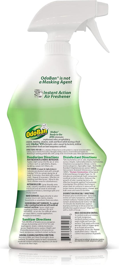 OdoBan Ready-to-Use Disinfectant and Odor Eliminator, Made in the USA, Original Eucalyptus Scent, Set of 3, 2 Spray Bottles, 32 Ounces Each and 1 Gallon Concentrate