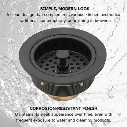 Westbrass A214-12A 3-1/2" Post Style Large Kitchen Sink Basket Strainer, Antique Bronze