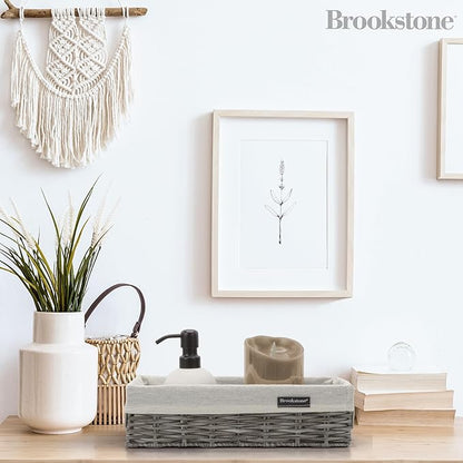 Brookstone Wicker Shelf Storage Basket Decorative Shelf Bin, bathroom organizers and storage, Boho Living Room Decor, Spring Storage 2026-2 Piece Set