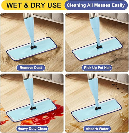 16.5 inch Reusable Mop Pads Microfiber Spray Mop Replacement Heads for Wet/Dry Mops Compatible with Bona Floor Care System (5 Pack)