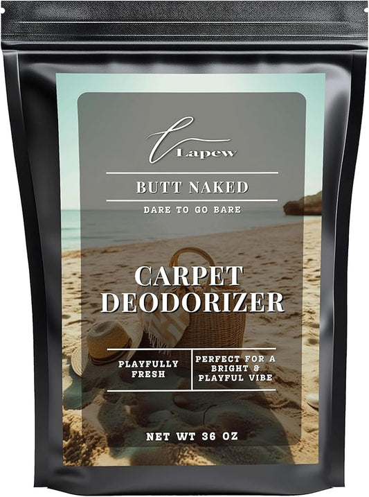 Lapew Butt Naked Carpet Deodorizer Powder - Pet Safe Freshener for Vacuuming | Scented Odor Eliminator for Home | 36 oz