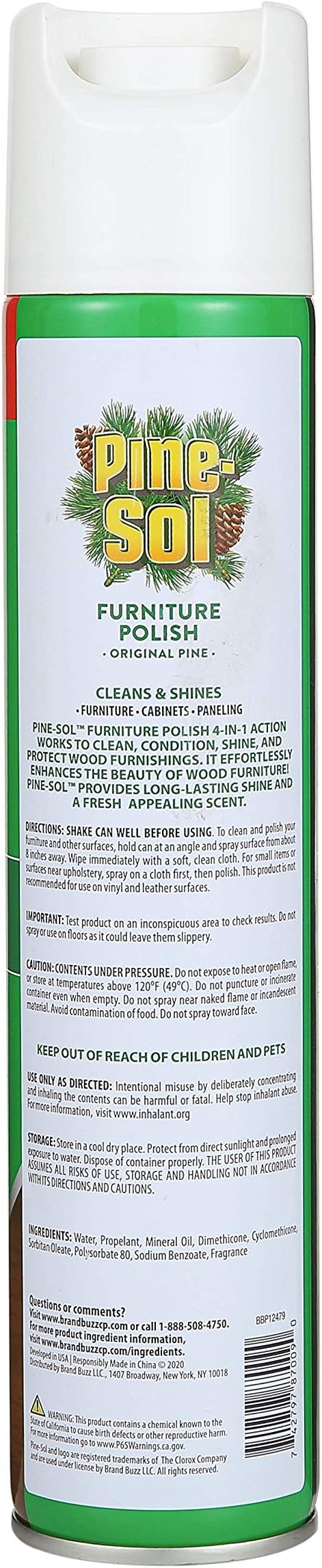 Pine-Sol Furniture, Polish 4in1 Cleaning Action Wood Polish Spray Wood Polish Spray for Your Cleans Conditions Protects and Shines Ounces Original Pine Scent, Yellow, Lemon, 12.7 Fl Oz