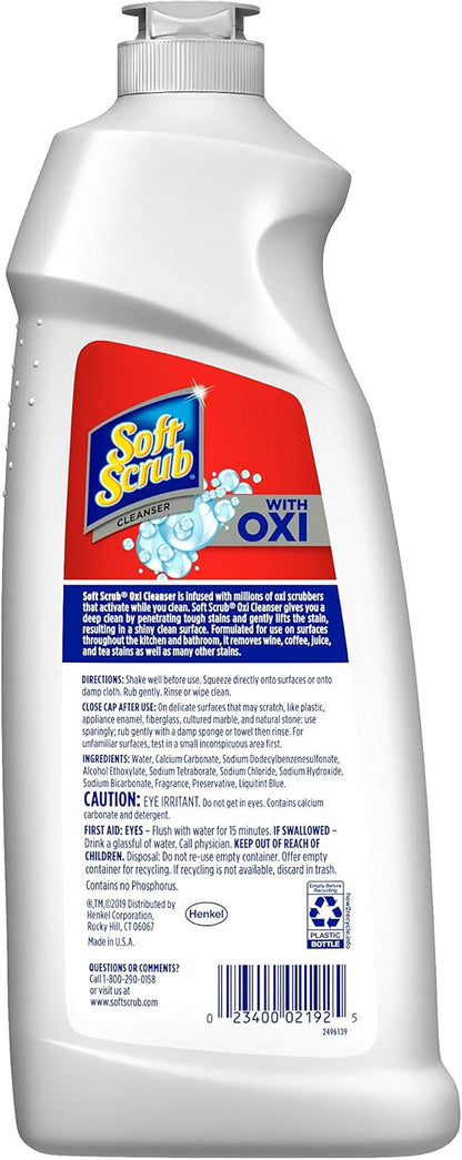 Soft Scrub Multi-Purpose Kitchen and Bathroom Cleanser with Oxi, 36 Ounce (Pack of 1)