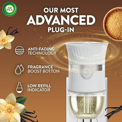Air Wick Plug In Scented Oil Refill, Infused with Essential Oils, Plug In Air Fresheners for Home, Brown Sugar & Vanilla, 6 ct