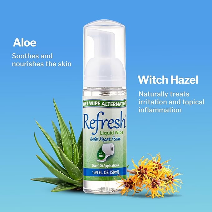 Refresh Liquid Wipe: Toilet Paper Foam (Original Foam, 50ml (1.69 Fl Oz) 2 Pack)