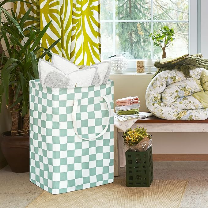 MAIZMZ Sage Laundry Hamper Storage Basket Girls Organizer Bins Toy Box Laundry Basket Large Canvas Collapsible Chest for Home/Dorm/Kitchen/Pet/Office/Closet/Shelf/Gift Baskets