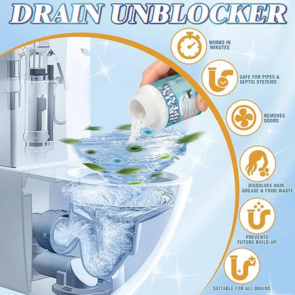 Drain Cleaner, Drain Clog Remover 260g, Fast-Acting Pipeline Dredging Agent, Heavy Duty Grease and Food Clogs for Kitchen Sink, Toilet, Shower, Sink Unblocker for Hair (White)