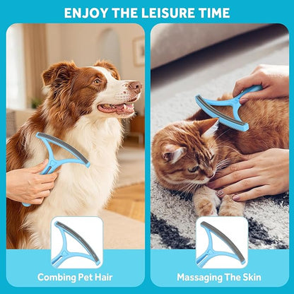 Pet Hair Removal Tool - Pet Hair Remover for Cat & Dog Hair Cleaning, Carpet Rake for Fabric Furniture, Pet Carpet Cleaner Come with Adhesive Hook Convenient to Hang & Store