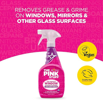The Pink Stuff Stardrops Miracle Window and Glass Cleaner with Rose Vinegar Spray 750ml 20759