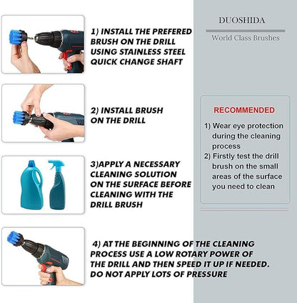 2 inch Diameter Drill Powered Stiff Scrub Cleaning Brush Heavy Duty Cleaning Applications for Bathroom Surfaces, Tile and Grout, Hard Water Stains, Rust (Yellow)