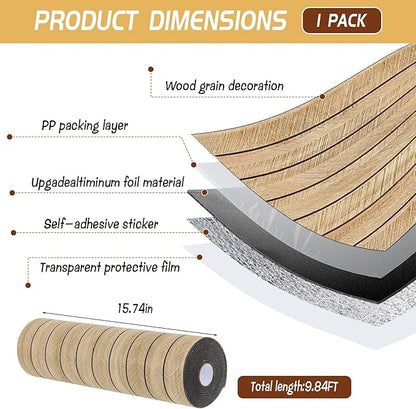 Peel and Stick Wood Panels, 2 Rolls 3D Wall Panels with Sound Absorbing, 118" x 15.7" Self Adhesive Wall Covering for Bedroom Living Room Home Decor
