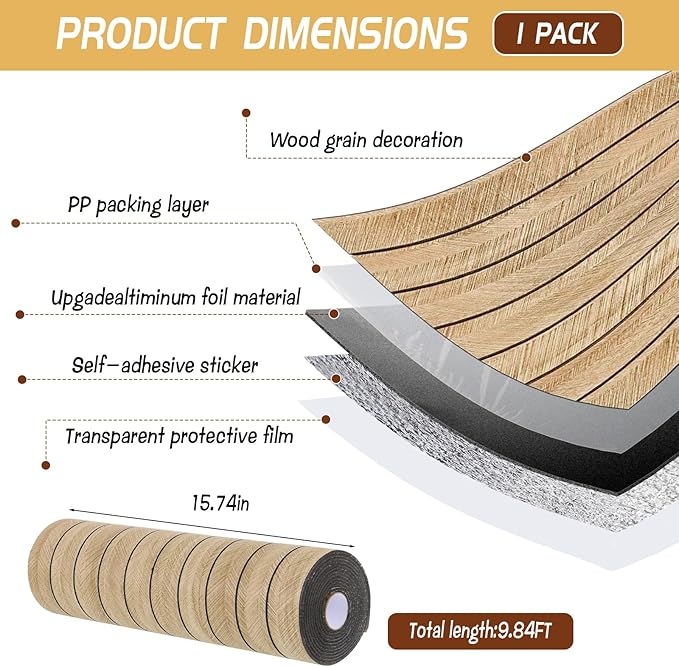 Peel and Stick Slat Wall Panel 118" x 15.7" – Self-Adhesive 3D Wood Grain Wall Panels, Waterproof PVC Fluted Paneling, Soundproof Faux Wood Wallpaper for Living Room Ceiling Decor (4 Rolls)
