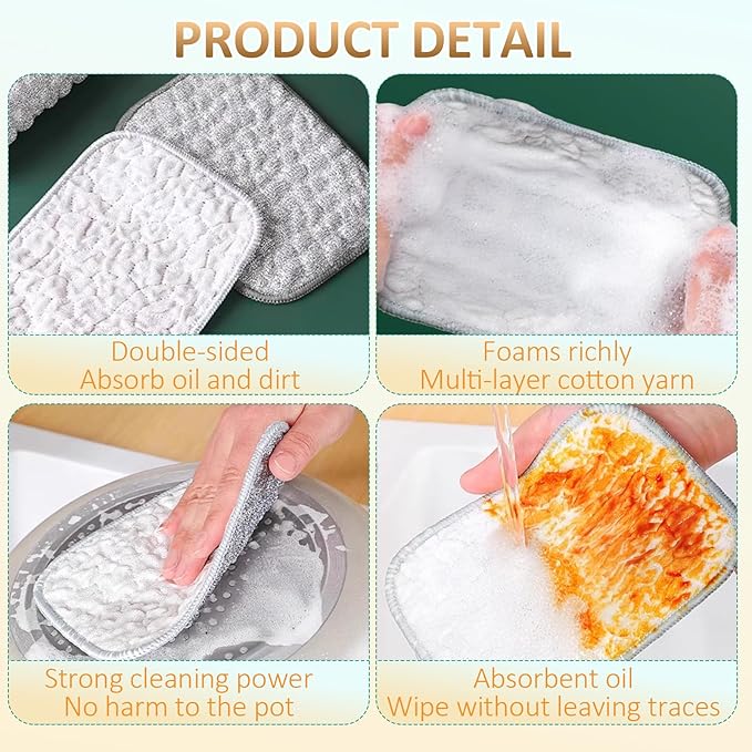 2025 New Multipurpose Wire Dishwashing Rags for Wet and Dry, Reusable Metal Scrubbing Pads Sponge Cloths, Non-Scratch Wire Dishcloth for Cleaning Kitchen Dishes, Sinks (10 Pcs)