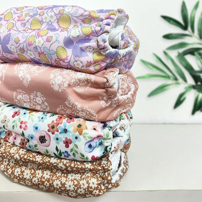 Mama Koala 3.0 Pocket Cloth Diapers for Babies with AWJ Lining, 6 Pack with 6 5-Layer Natural Cloth Diaper Inserts - Reusable and Washable Pocket Diapers(A-Wild Flowers)