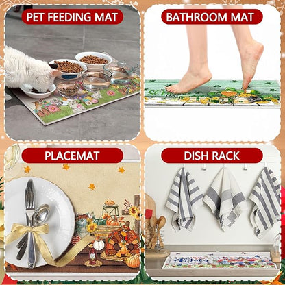 Meanplan 12 Pcs Seasonal Dish Drying Mats for Kitchen 24"x 16" Holiday Microfiber Absorbent Washable Drainer Mat Bulk for Counter Gift Patriotic Summer Home Accessories Decoration(Classic)