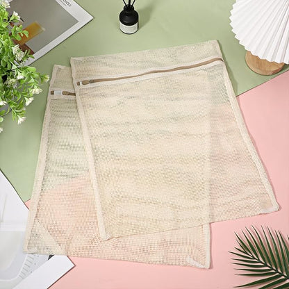 6 Piece Organic Cotton Mesh Laundry Bag Bulk, Durable Mesh Wash Bags with Sturdy Zippers and Breathable Meshes, for Underwear, Clothes, Shoes, Socks, 15.7 * 19.7Inch