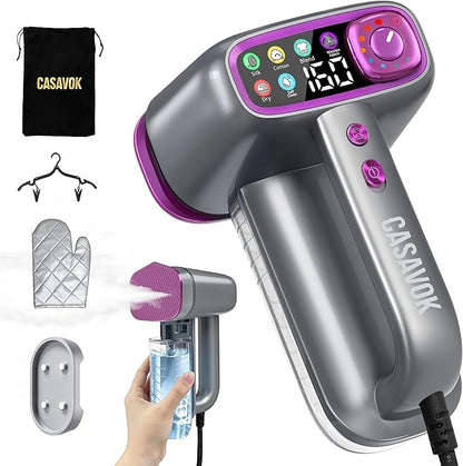 Travel Steamer for Clothes,Handheld Steamer for Clothes,2 in 1 steamer and iron,160ml Large Water Tank Portable Steamer for Clothes,6 Steam Mode&Dual-Layer Heated Steam Plate,120V for Home,Office