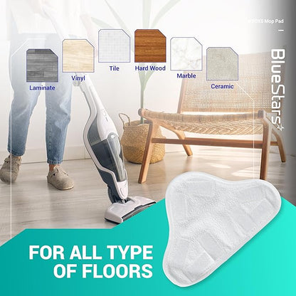 BlueStars 10-Pack H2OX5 Microfiber Steam Mop Pads Replacement – Compatible with H2O H20 Steam Mop X5 – Washable & Reusable, Exact Fit for H2O X5 Steam Cleaners
