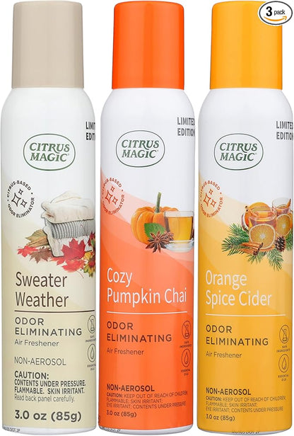 Citrus Magic Limited Edition Odor Eliminating Air Freshener Spray, Assorted Fragrances, 3-Ounce, Pack of 3