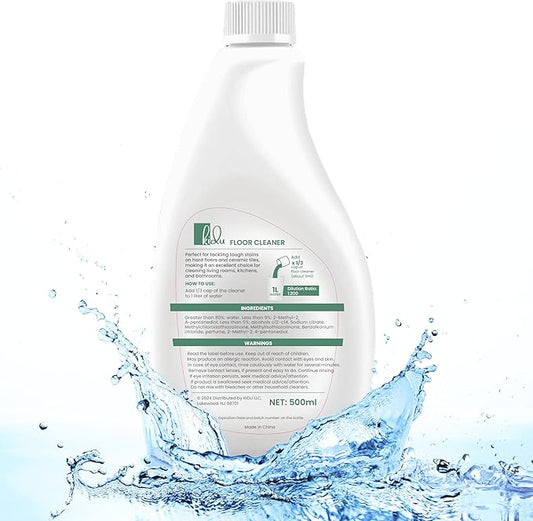 KIDU Multi-Surface Floor Cleaning Solution, 1:300 Dilution Ratio, Compatible with Most Robot Mops Including Roborock, iFLOOR, and DEEBOT Models, Ideal for Marble, Hardwood, Tile - 500ml Concentrate