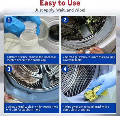 W&E Choice Stain Remover Gel Cleaner for Shower, Bathroom Tile Grout and Caulk - Heavy Duty Cleaner for Front Load Washing Machine Rubber Seal - No Scrubbing Gel Formula, 8.8 Fl Oz