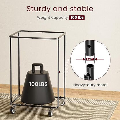 150L Rolling Laundry Basket with Wheels and 2 Removable Bags, Double Laundry Hamper with Lid, 2 Section Large Capacity for Laundry Bedroom Bathroom Dorm, Easy Move & Organize 19.7"x15.7"x31.9", Black