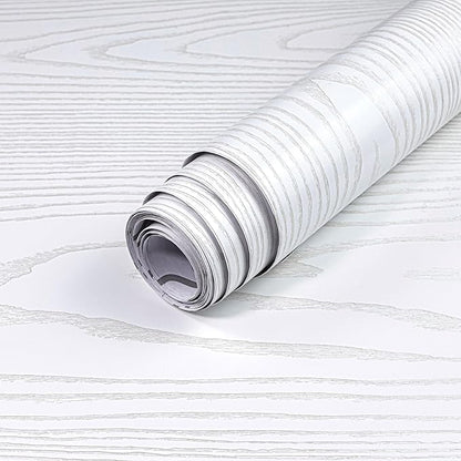 Yun-aeon White and Silver Wood Contact Paper 17.3"x80" Rustic Wooden Peel and Stick Wallpaper Removable Self-Adhesive Wallpaper Wood Grain Contact Paper for Countertops Cabinets