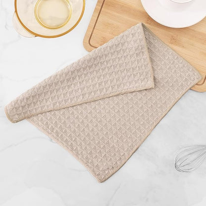 Homaxy Microfiber Waffle Weave Kitchen Dish Cloths, 12 x 12 Inch Ultra Absorbent and Solid Color Dish Towels for Kitchen Fast Drying Dishcloth for Washing Dishes, 8 Pack, Beige