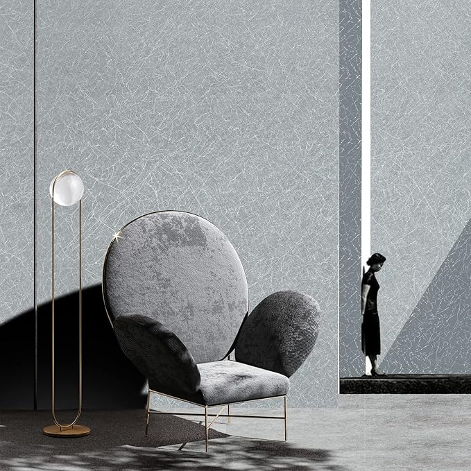 Cohoo Home Gray Peel and Stick Wallpaper Grey Silk Contact Paper for Cabinets and Drawers Silver Textured Self Adhesive Removable Wallpaper Bathroom Bedroom Waterproof Wall Covering 15.7inL 393inW