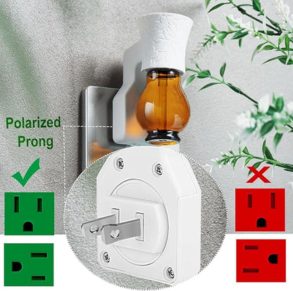 Blank Plug in Air Freshener,4-Set Wall Plug Oil Diffuser for DIY Characteristic Home Scent from Natural Essential Oil, EO+Water, Fragrance Refill (4 Polarized Plug+4 Glass+4 Wick)