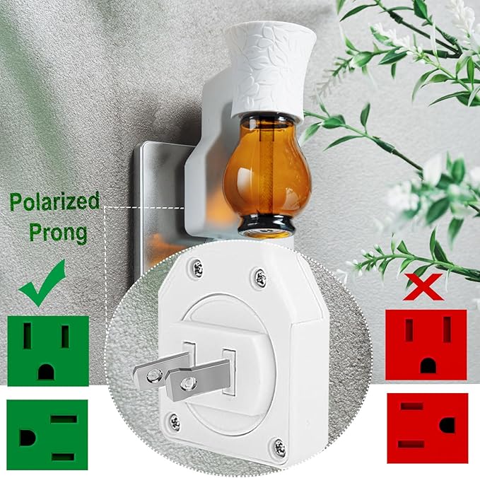 Blank Plug in Air Freshener,2-Set Wall Plug Oil Diffuser for DIY Characteristic Home Scent from Natural Essential Oil, EO+Water, Fragrance Refill (2 Polarized Plug+2 Glass+2 Wick)
